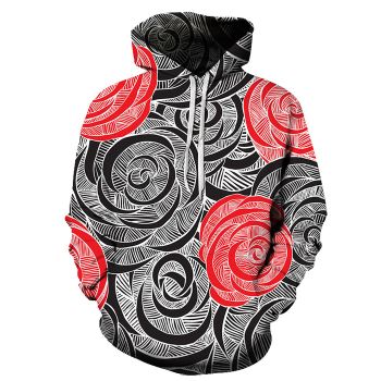 Red & Black Roses 3D Sweatshirt Hoodie Pullover