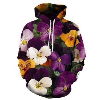 Purple Yellow Floral 3D Sweatshirt Hoodie Pullover