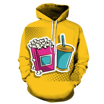 Drink & Popcorn 3D Hoodie Sweatshirt Pullover