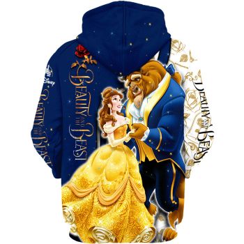 Dark Blue Beauty And The Beast 3D Printed Hoodie
