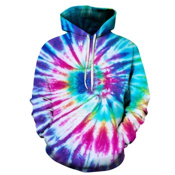 Blue Green Tie Dye Hoodie 3D Sweatshirt Pullover Hoodie