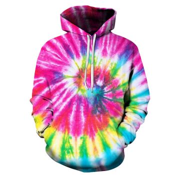 Pink Green Tie Dye Hoodie 3D Sweatshirt Pullover Hoodie