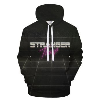 Stranger Things Black Checks Print Hoodie