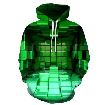 Green Cube Illusion Room 3D - Sweatshirt, Hoodie, Pullover