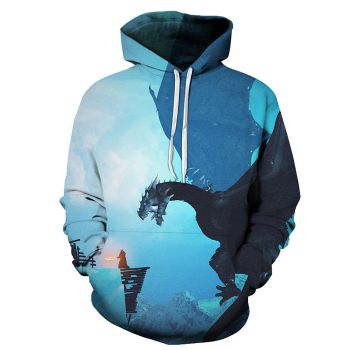 GOT Inspired - Blue Dragons- 3D Hoodie Sweatshirt Pullover