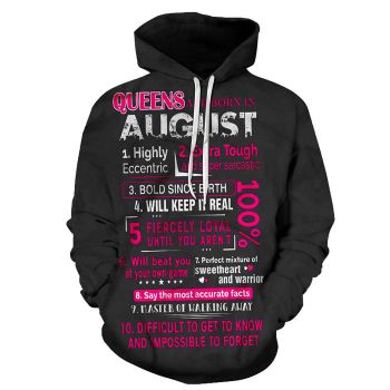 Queens are born in August 3D - Sweatshirt, Hoodie, Pullover