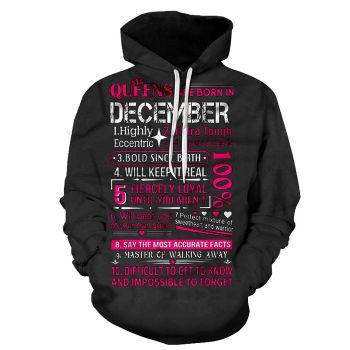 Queens are Born in December 3D - Sweatshirt, Hoodie, Pullover