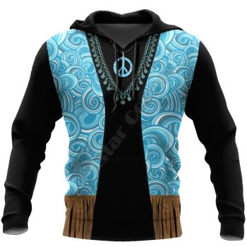 Popular And Vintage Black Blue Tassels Pattern Indians Hoodie