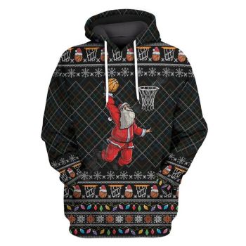  Popular And Vintage Black Santa Claus Pattern Christmas Hoodie