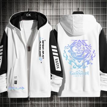 Cute White Genshin Impact Eula Animer Zip-Up Hoodie