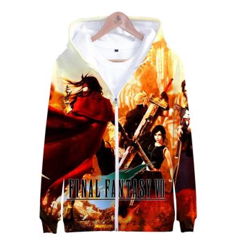 Anime Final Fantasy VII 3D Hoodie Zipper Pullover Hooded Sweatshirt
