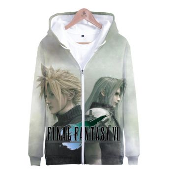 Anime Final Fantasy VII 3D Hoodie Zipper Pullover Hooded Sweatshirt