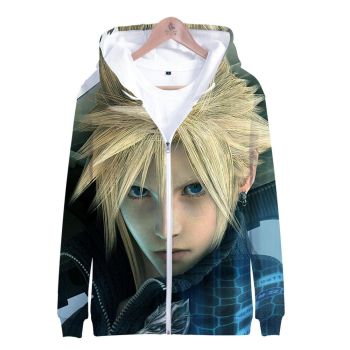 Anime Final Fantasy VII 3D Hoodie Zipper Pullover Hooded Sweatshirt