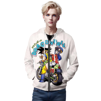 Dragon Ball Z Hoodies &#8211; Dragon Ball Z GOKU Saiyan Anime Series Super Cool White Zip Up Hoodie
