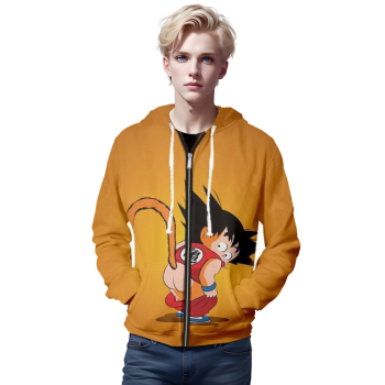Dragon Ball Z Hoodies &#8211; Dragon Ball Z GOKU Series Super Cute Yellow Zip Up Hoodie