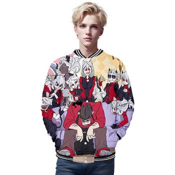 Helltaker Baseball Jacket  &#8211; Unisex 3D Button Up Coat