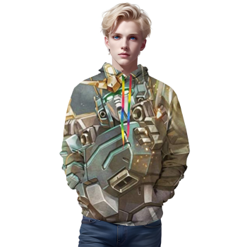 Anime Gundam Hoodie &#8211; 3D Print Pullover Hoodie with Big Pockets