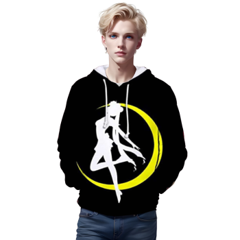 Anime Sailor Moon Hoodie &#8211; 3D Print Black Pullover Hoodie