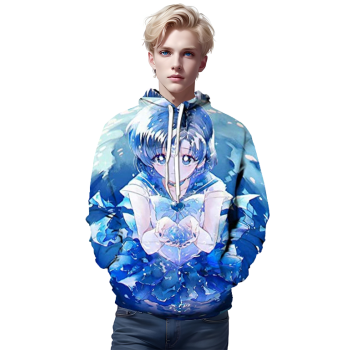 Anime Sailor Moon Hoodie &#8211; Sailor Mercury 3D Print Pullover Hoodie