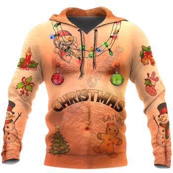 Loose Brown Bear Tree Pattern Christmas Hoodie