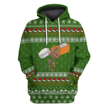  Oversize Green Sonw Christmas Hat Pattern Christmas Hoodie