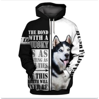  Precious And Cute White Black Dog Pattern Animals Hoodie
