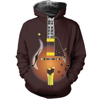 Generous And Beautiful Brown Strings Pattern Music Hoodie