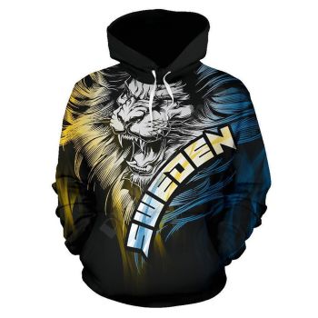 Generous And Beautiful Black Lion Pattern Tattoos Hoodie