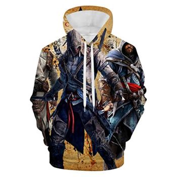Assassins Creed Hoodies &#8211; 3D Print Altair Ezio Drawstring Pullover Sweatshirt