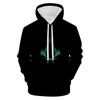 Assassins Creed Hoodies &#8211; 3D Print Eivor Black Drawstring Pullover Sweatshirt
