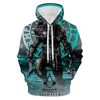 Assassins Creed Hoodies &#8211; 3D Print Eivor Drawstring Pullover Sweatshirt