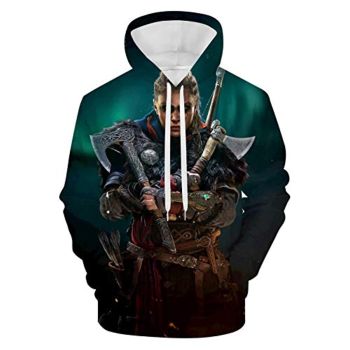 Assassins Creed Hoodies &#8211; 3D Print Eivor Drawstring Pullover Sweatshirt
