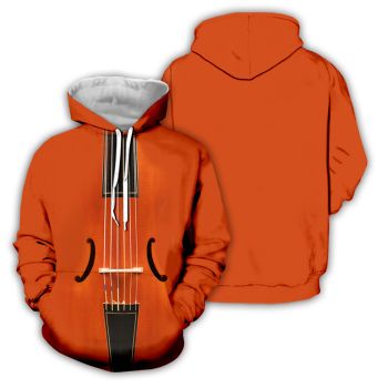 Temperament Orange Guitar Pattern Music Hoodie