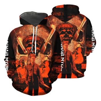  Classical  Orange Syringes Skull Pattern Halloween Hoodie