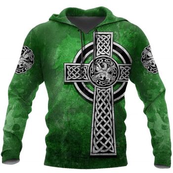 Loose And Gorgeous Green Crosses Pattern Animals Hoodie