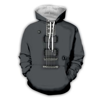 Popular And Vintage Grey Strings Pattern Music Hoodie
