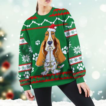 Basset Hound Green Christmas Sweatshirt