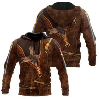  Street Brown Crosses Pattern Jesus Hoodie