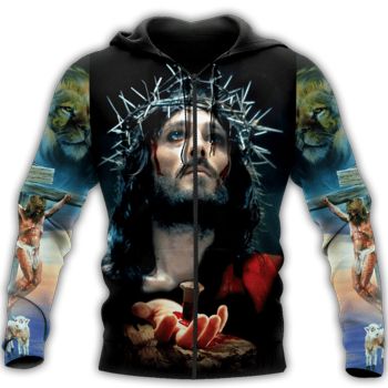  Gorgeous Colorful Headshot Pattern Jesus Zip-Up Hoodie
