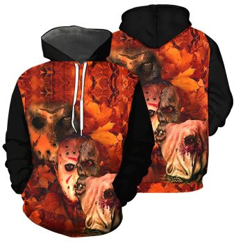  Gorgeous Orange Skull Horror Pattern Halloween Hoodie