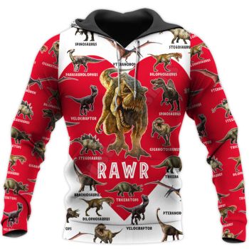 Classical  Pink White Dinosaurs Pattern Animals Hoodie