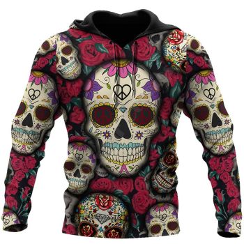 Loose Colorful Skull Pattern Skull Hoodie