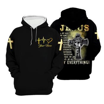  Fashion Black Crosses Alphabet Pattern Jesus Hoodie