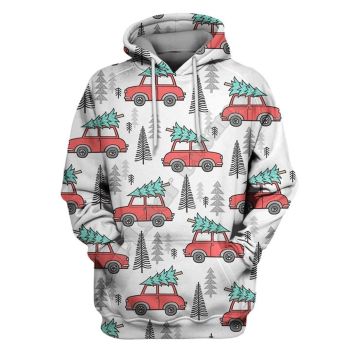 Loose White Tree Car  Pattern Christmas Hoodie
