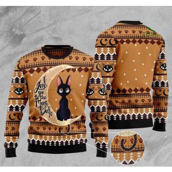 black cat i love you to the moon and back Sweater
