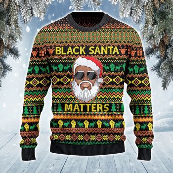Black Santa Matters All Over Print 3D Ugly Sweater