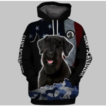 Vintage  Black Dog Pattern Animals Hoodie