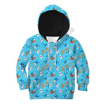 Temperament Blue Fish Pattern Animals Hoodie