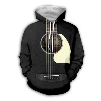 Oversize Black Strings Pattern Music Hoodie
