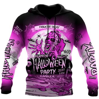 Pretty And Vintage  Ppurple Skull Pattern Halloween Hoodie